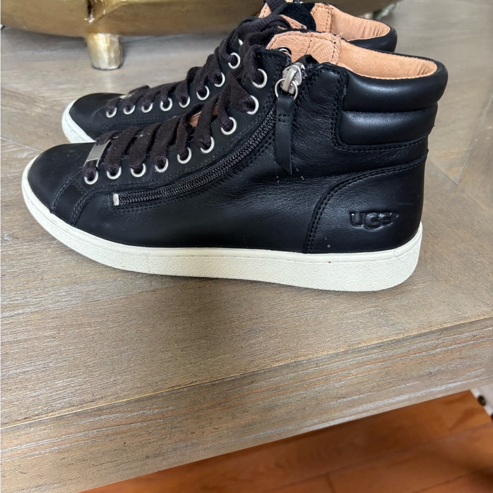 UGG Black Leather High-Top Sneakers size 7.5